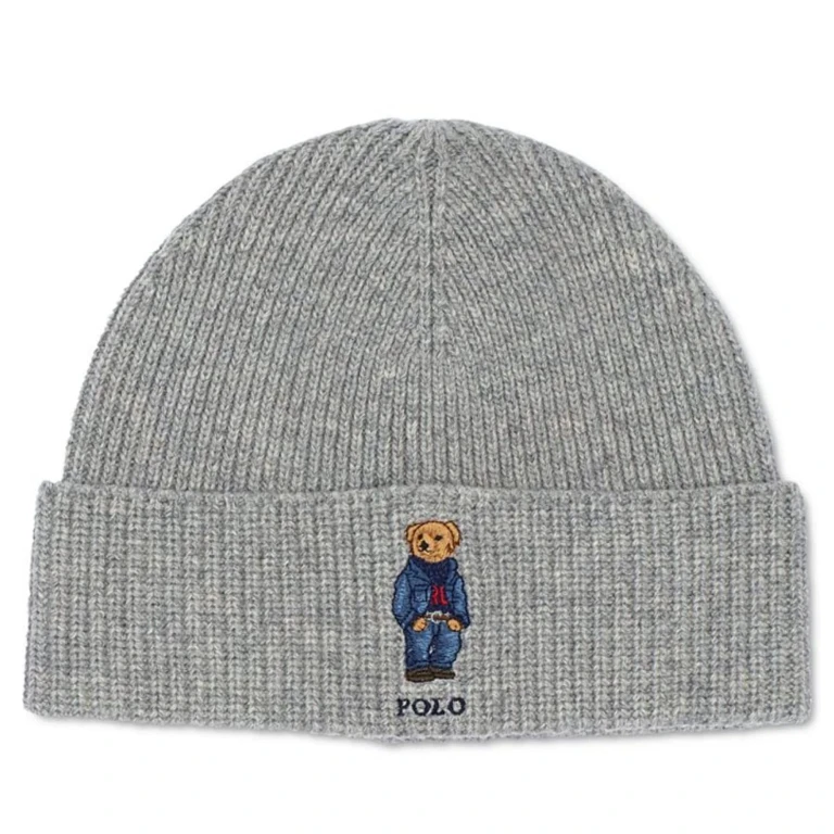 Men's Solid Denim Bear Beanie Hats