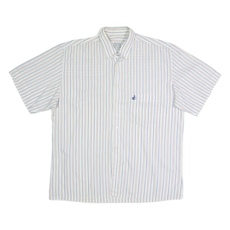 JOCKEY Mens Shirt Cream 90s Striped L