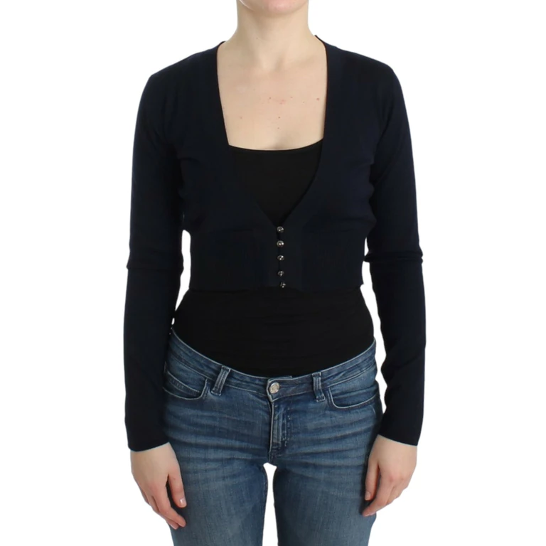 Roberto Cavalli Black Cropped Wool Cardigan Virgin Clothing - Women