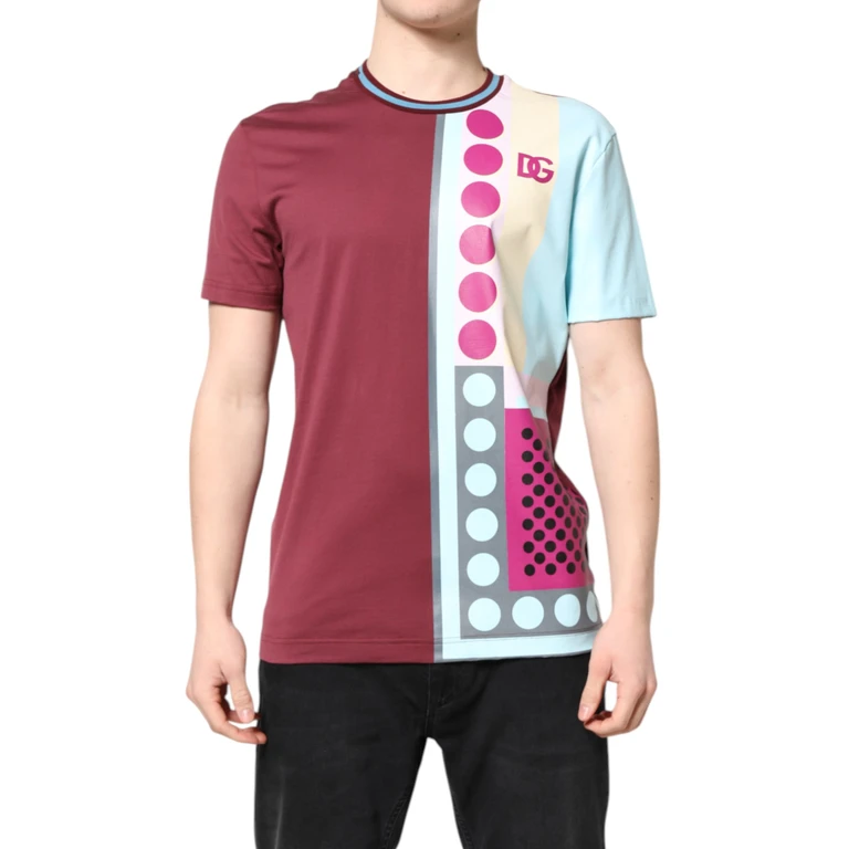 Dolce & Gabbana Multicolor Printed Logo Short Sleeve T-Shirt Cotton - Men