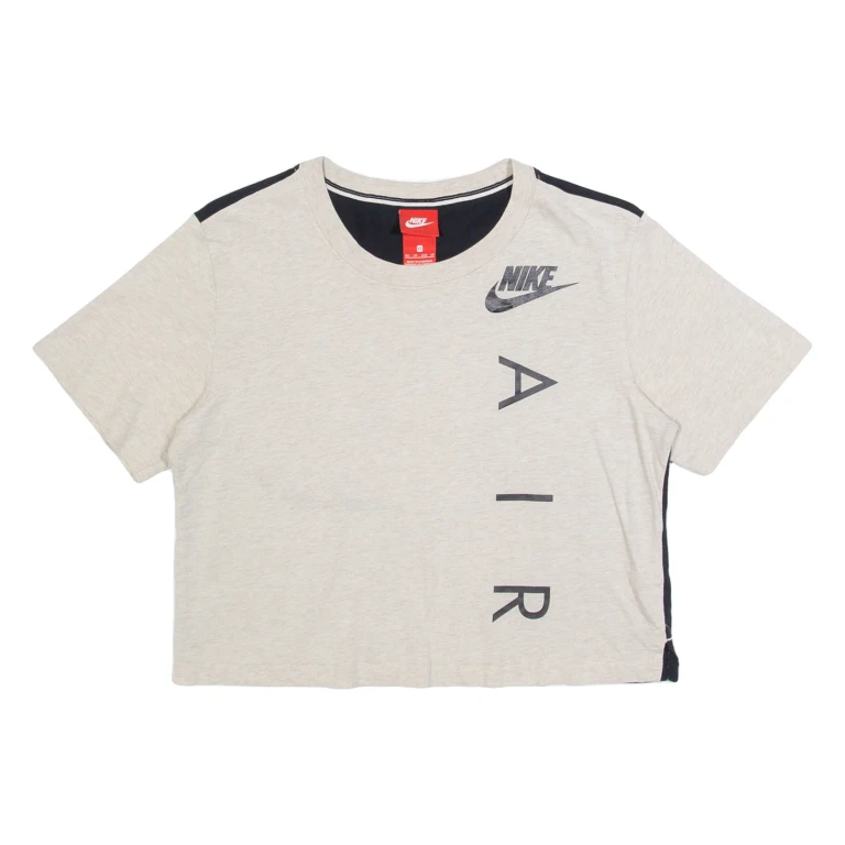 NIKE Cropped Womens T-Shirt Beige XS