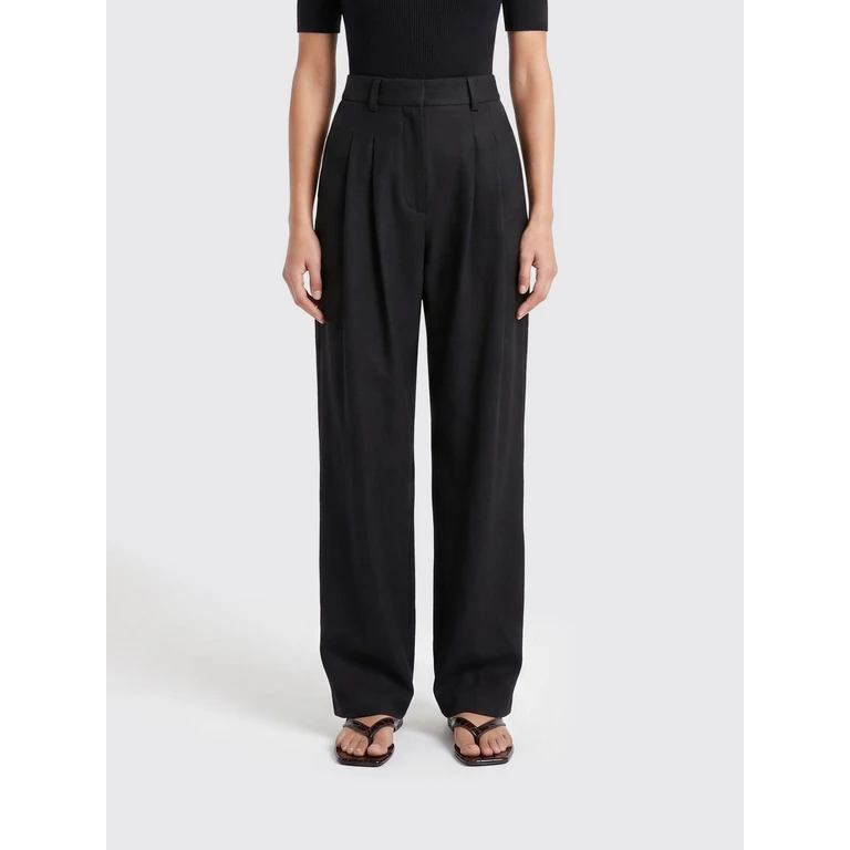 High-Waisted Wide-Leg Trousers in Silk Blend (NW26SSPA26199BLACK)