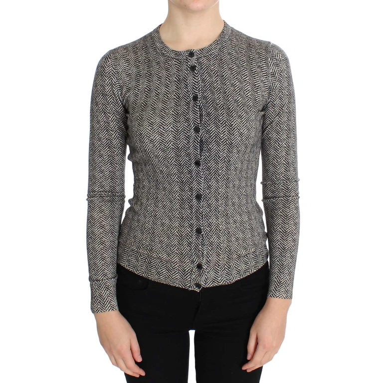 Dolce & Gabbana Black White Wool Top Cardigan Sweater Black/white - Women
