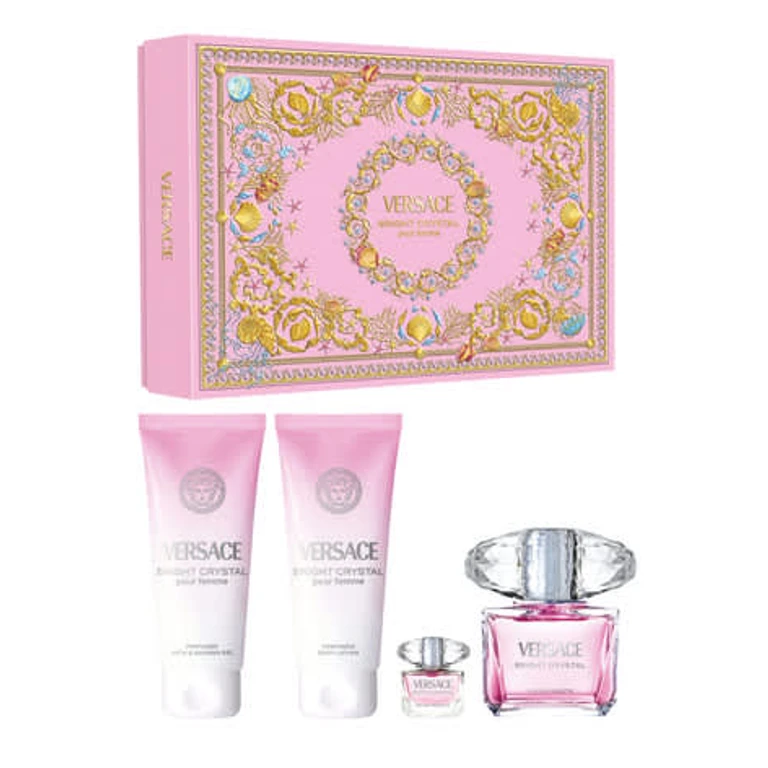 Bright Crystal 4 Pcs Set: 3 Oz Eau De Toilette Spray + 5 Ml Eau De Toilette Mini + 3.4 Body Lotion + 3.4 Bath & Shower Gel