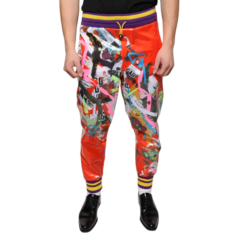 Dolce & Gabbana Multicolor Printed Linen Men Trouser Pants - Men