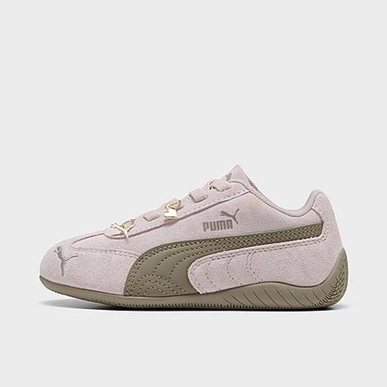 Girls' Little Kids Puma Speedcat Charmies Casual Shoes in Misty Pink/Mouse Gray Size: 1.0