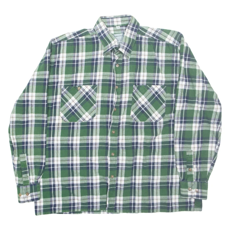 FREESTYLE Mens Shirt Green Check Long Sleeve XL