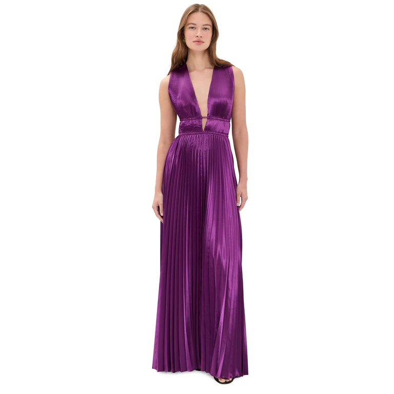 Ulla Johnson Lena Sleeveless Satin Gown Amaranth 10
