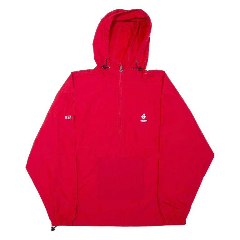 CHAMPION Mens Anorak Jacket Red Hooded L