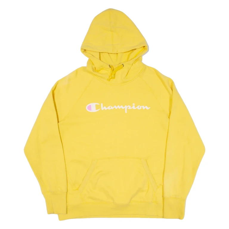 CHAMPION Mens Yellow Hoodie L