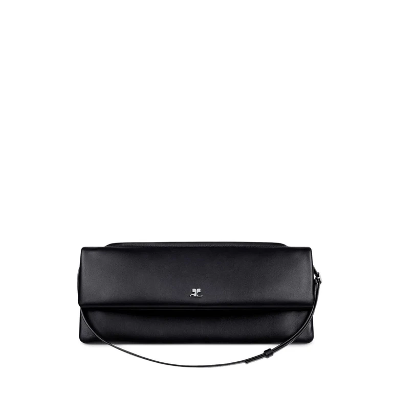 COURREGES Pochette Pelle Nera "Smooth Calf Cuff Clutch"