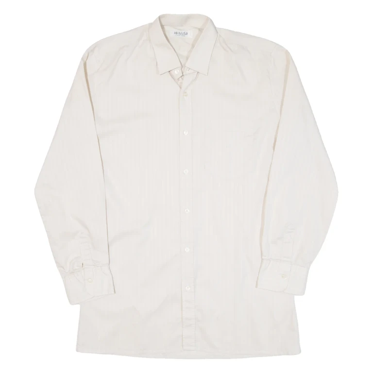 Mens Shirt Beige Striped Long Sleeve M