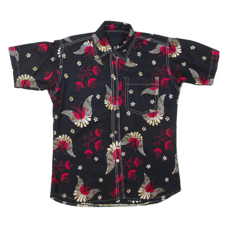 Womens Printed Shirt Black Collared Floral M