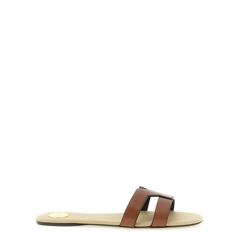Saint Laurent Brown Calfskin Slides Shoe - Women
