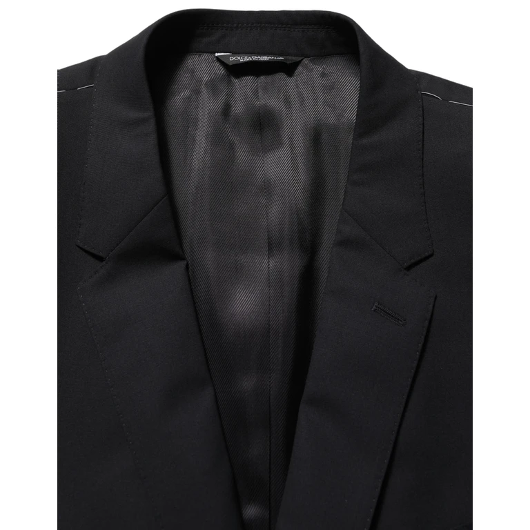 Dolce & Gabbana Black Wool Single Breasted Blazer Jacket Virgin Elastane Clothing - Men