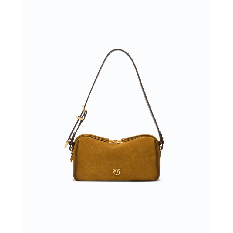Mini sac Boston à bandoulière en daim effet spray