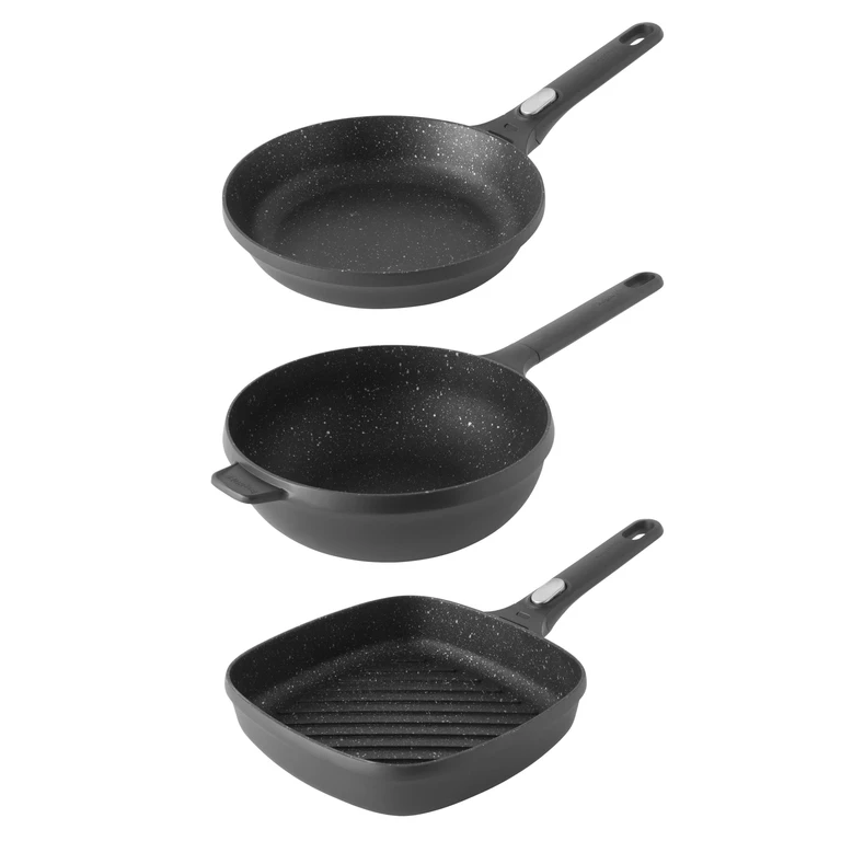 GEM 3Pc Nonstick Cast Aluminum Stir Fry Cookware Set