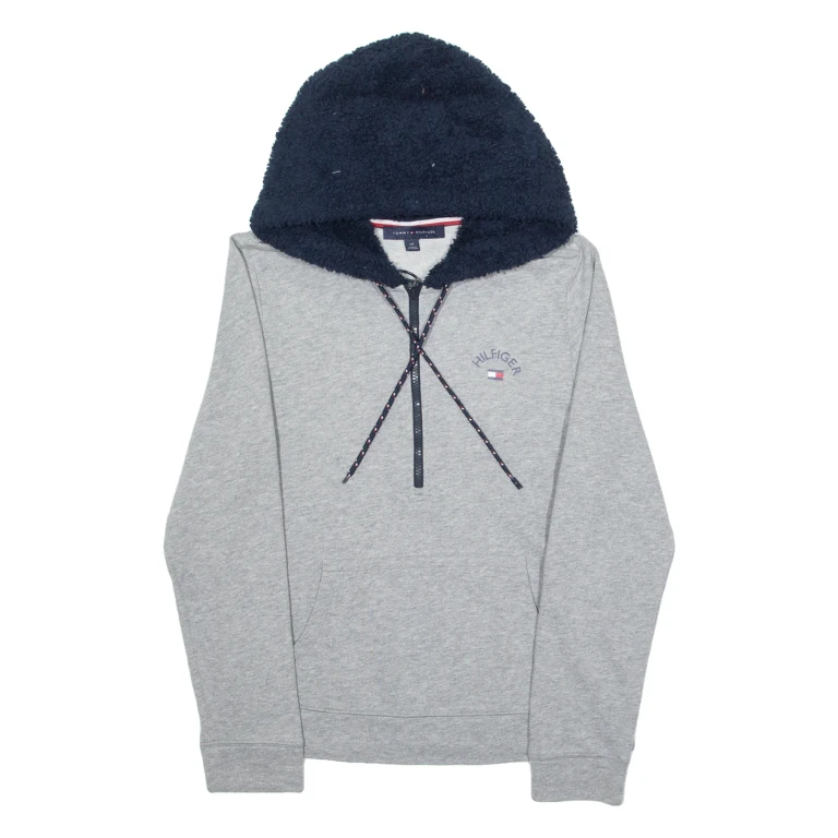 TOMMY HILFIGER 1/2 Zip Womens Grey Hoodie S