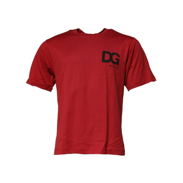 Red Dg Logo Cotton Crew Neck T-Shirt - Men