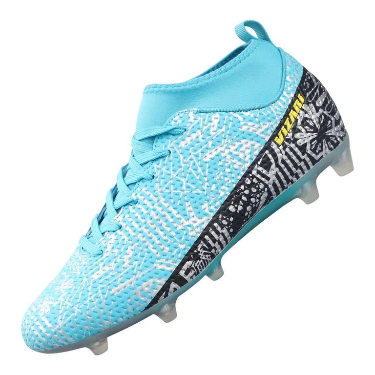 Saco FG Adult Soccer Cleats for Outdoor Play Mint/Black Mid-Cut High Ankle Football Shoes with Sock