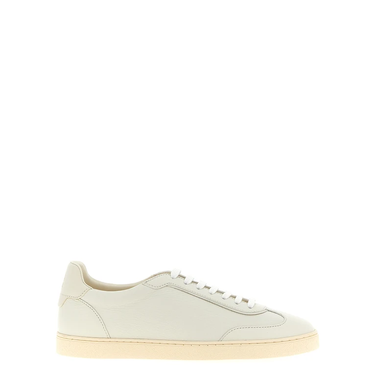 Brunello Cucinelli White Goatskin Low Top Sneakers - Men