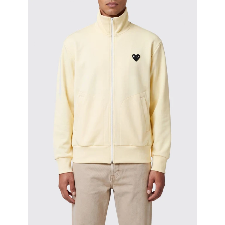 High-Neck Zip-Up Sweatshirt in Polyester with Logo (AXT256IVORY)