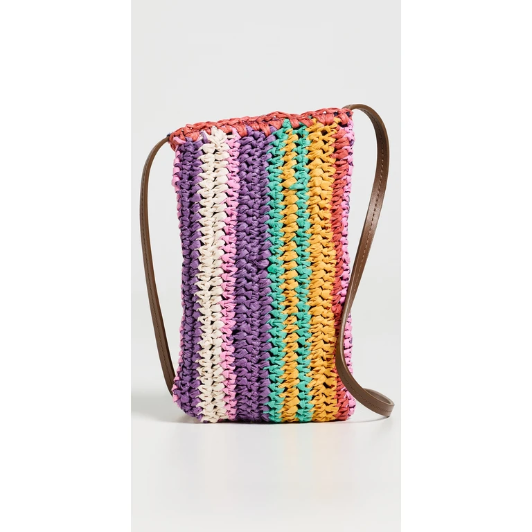 Faherty Straw Stripe Crossbody Bag Rainbow Stripe One Size