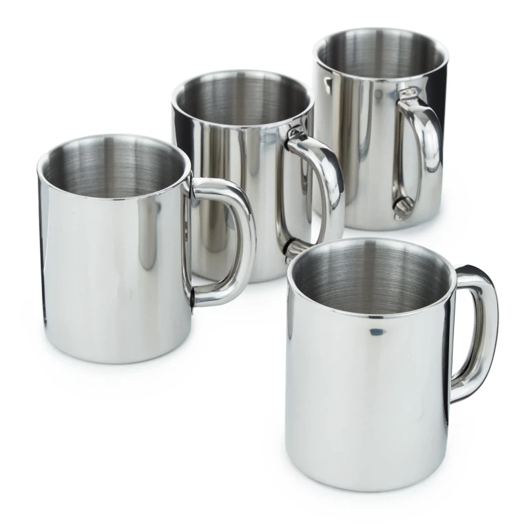 4Pc 18/10 Stainless Steel Coffee Mug Set, 12oz.
