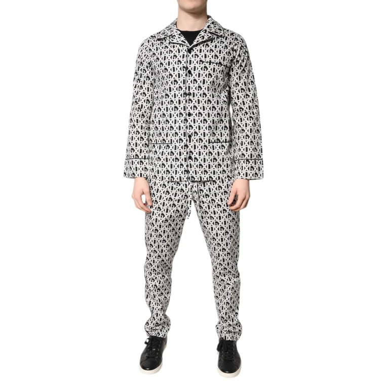 Dolce & Gabbana Black White Dg Print Cotton Pajama Set Sleepwear And Clothing - Men