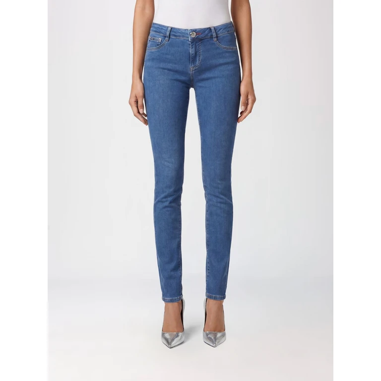 Cropped Skinny Stretch Denim Jeans with Hexagon Logo (AAACWDT1790PDE004N08QT)