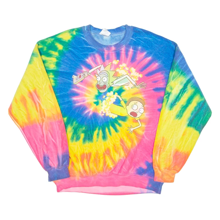 RIPPLE JUNCTION Rick And Morty Tie-Dye Mens Sweatshirt Blue Crew Neck M