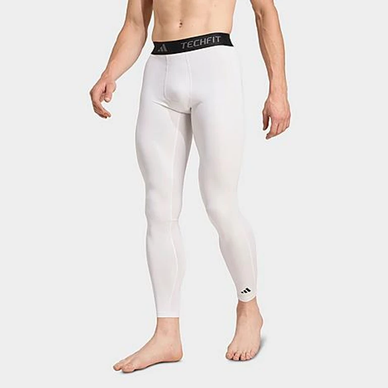 adidas Men's Techfit Compression Training Long Tights in White Size: Small