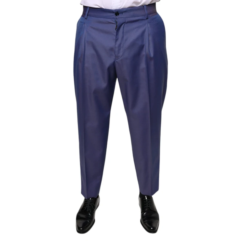 Dolce & Gabbana Blue Wool Tapered Formal Dress Pants Virgin Polyester - Men