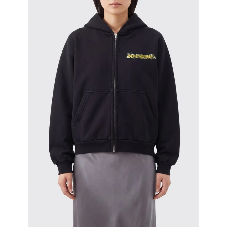 Oversized Zipped Cotton Hoodie with Printed Logo and Dropped Shoulders (871716TUVI81000)