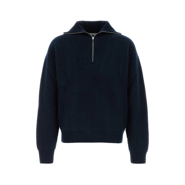 Jil Sander Navy Blue Wool Polo Shirt 412 Exterior - Men