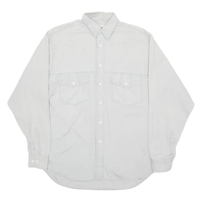 THE GREAT MANHATTAN CLUB Mens Plain Shirt Grey Long Sleeve S