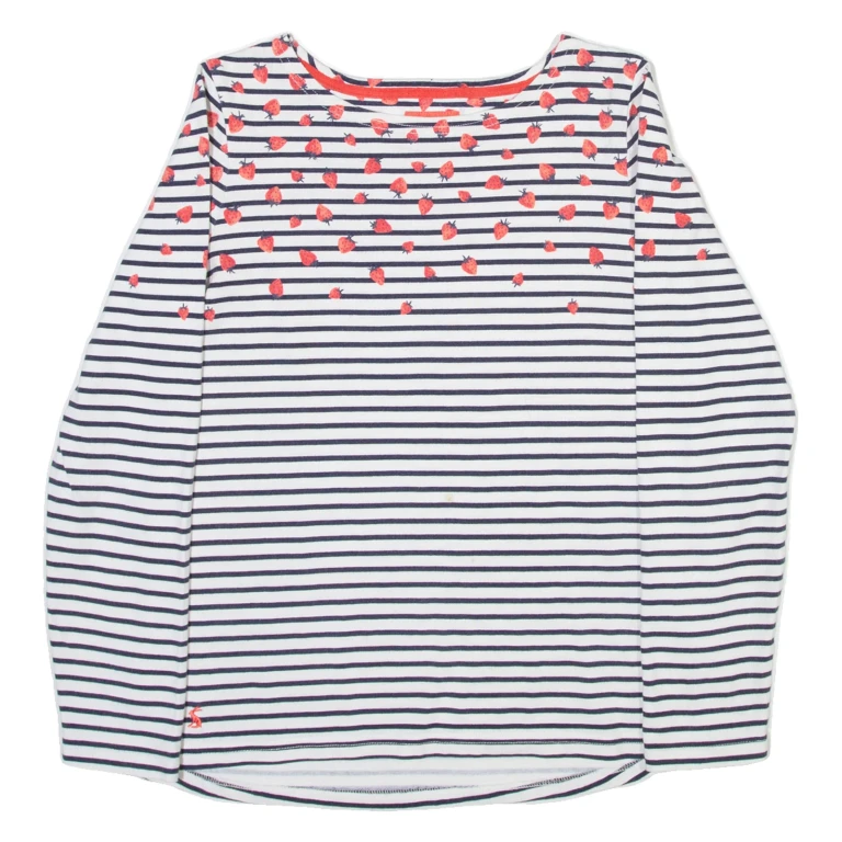 JOULES Striped Womens T-Shirt White Long Sleeve UK 12