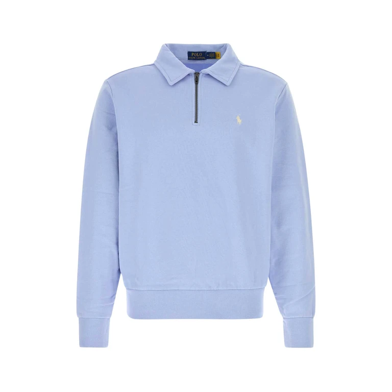Polo Ralph Lauren Powder Blue Cotton Polo Shirt Pebbleblue Exterior: Felpe - Men