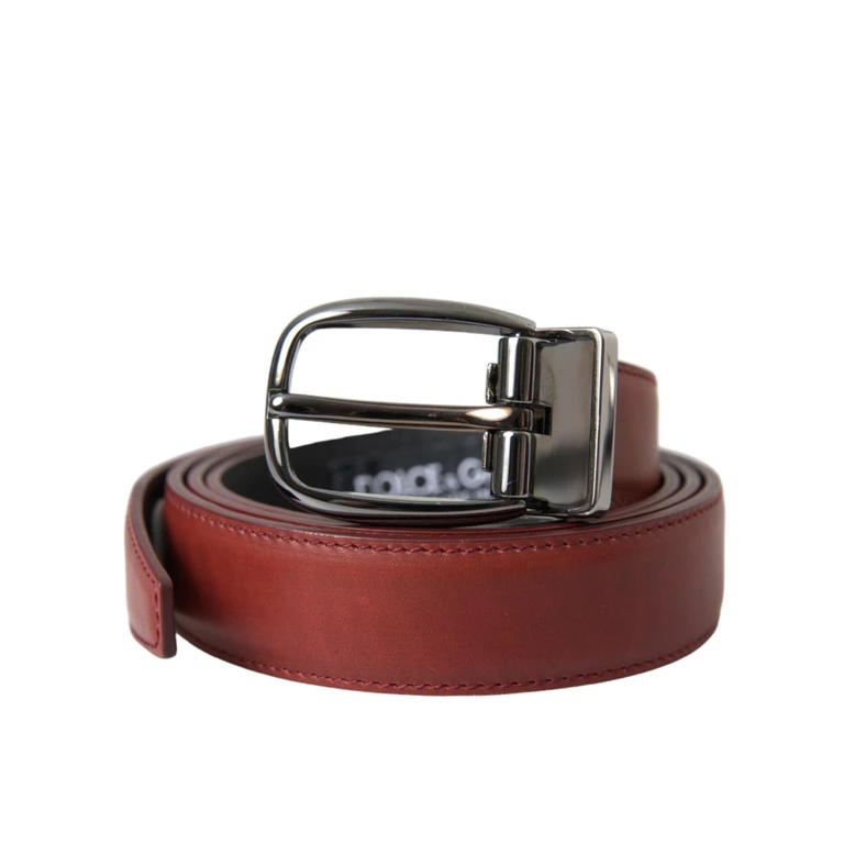 Dolce & Gabbana Brown Leather Silver Metal Buckle Belt Men - Men