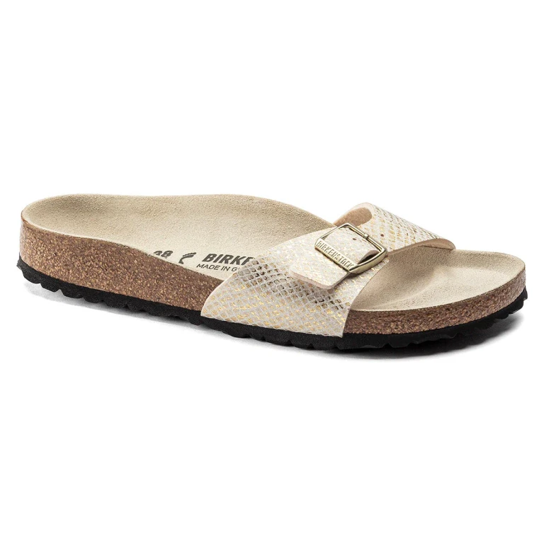 Madrid Microfiber Shiny Python Eggshell Sandals