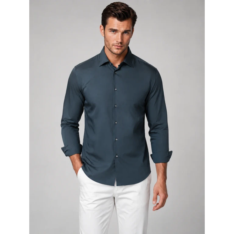 Cinqo 'Single Shot' Long Sleeve Shirt - Blue Night