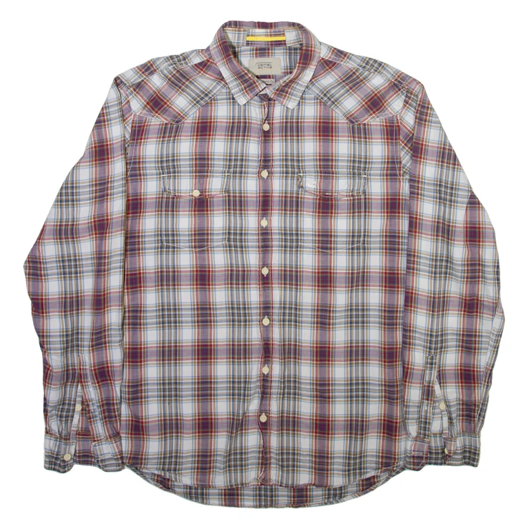CAMEL ACTIVE Mens Shirt Grey Check Long Sleeve L