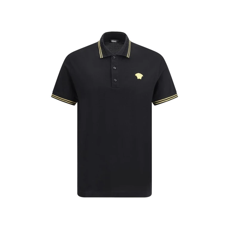 Black Cotton Polo Shirt - Men
