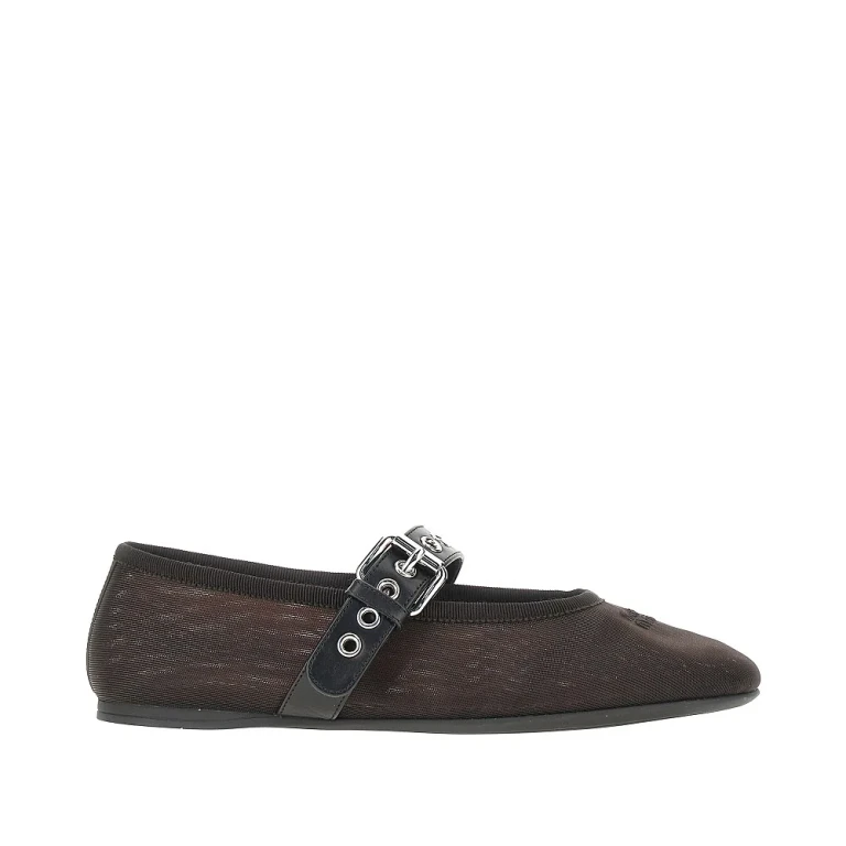 MIU MIU Mesh ballet flats with buckled strap Woman 36