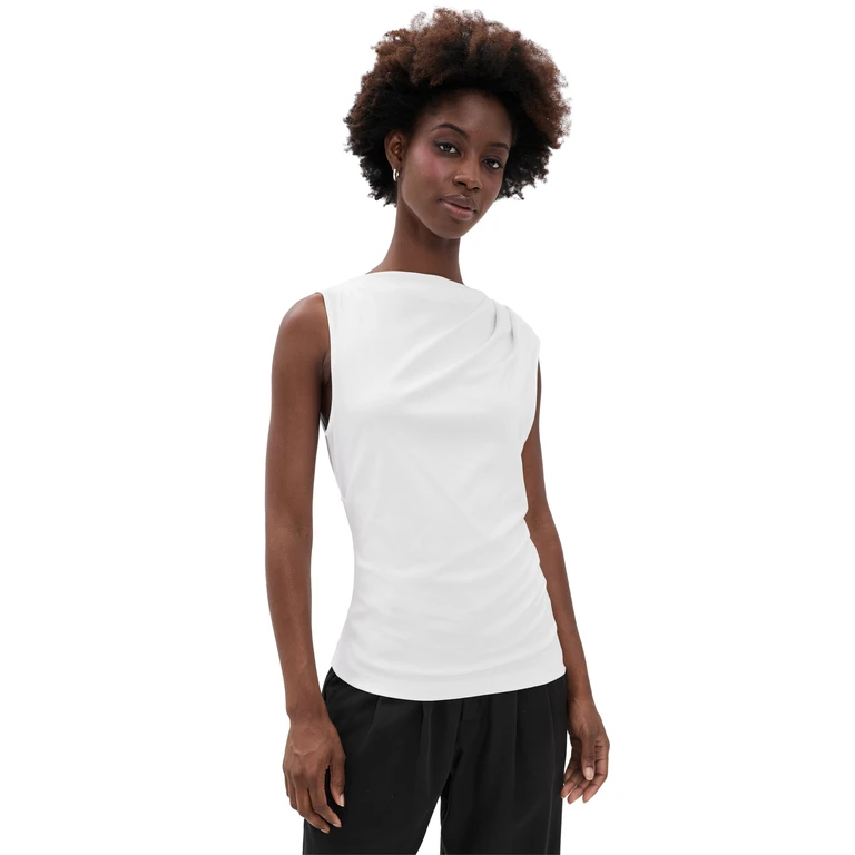 Vince Sleeveless Draped Top Optic White XL