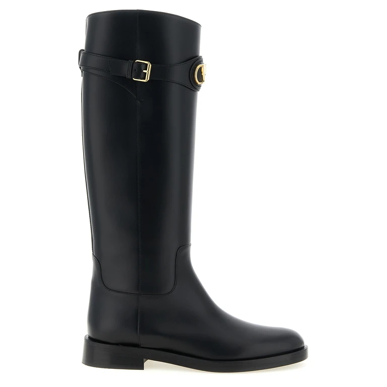 Valentino Garavani Black Calfskin Over The Knee Shoe - Women