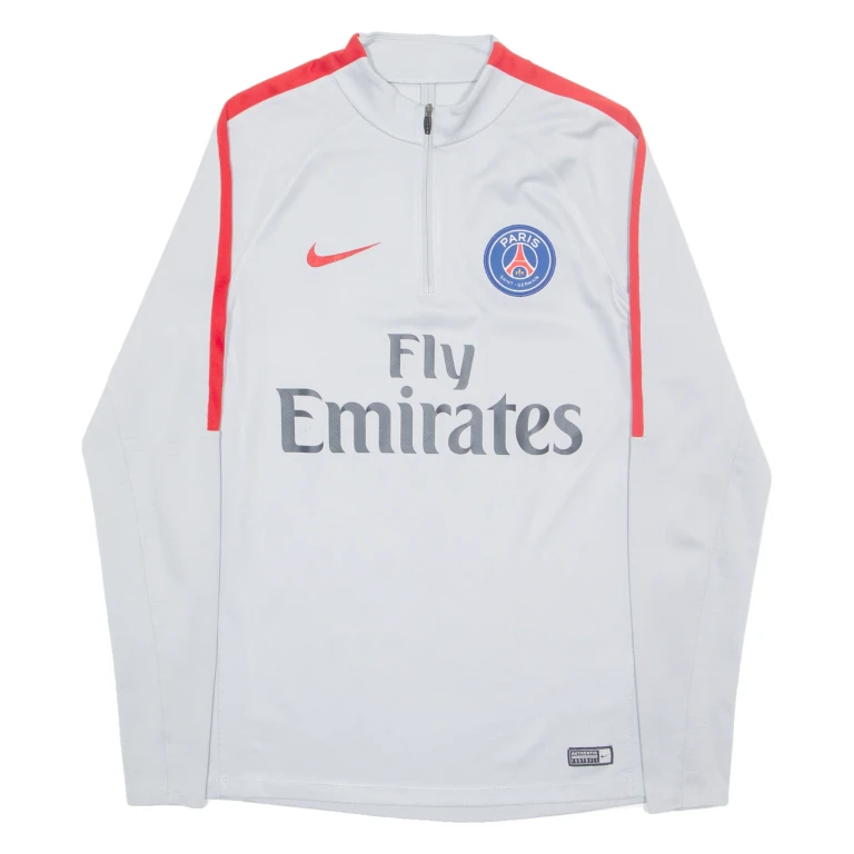 NIKE Paris Training Jersey Mens Jersey Grey Long Sleeve 1/4 Zip M