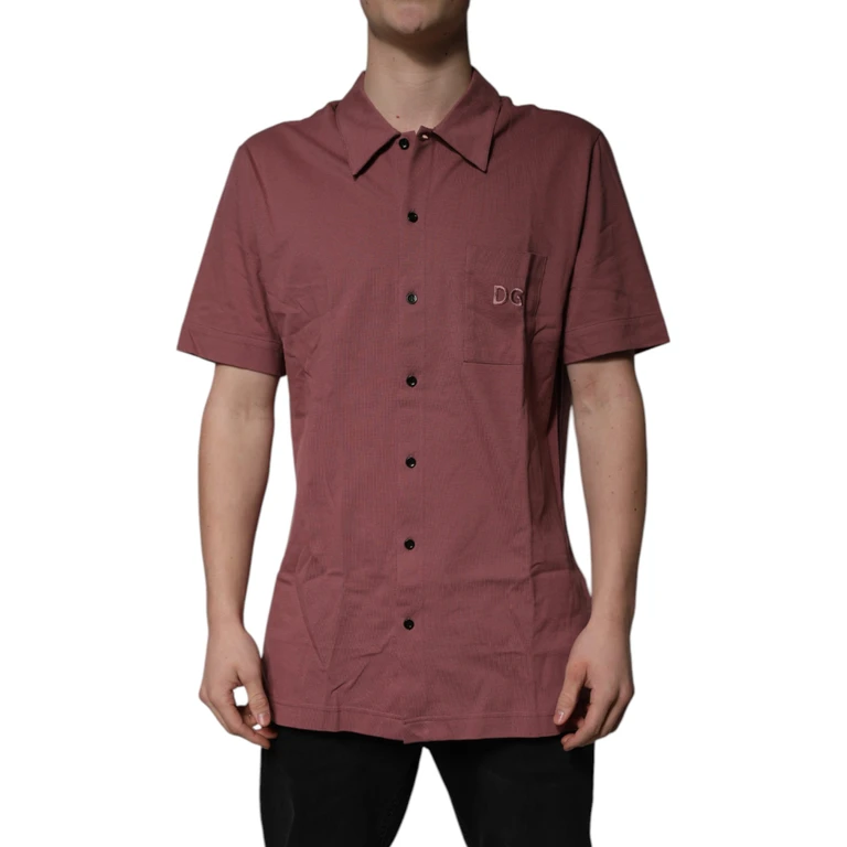 Dolce & Gabbana Dark Pink Button Down Casual Polo Men Shirt Cotton - Men
