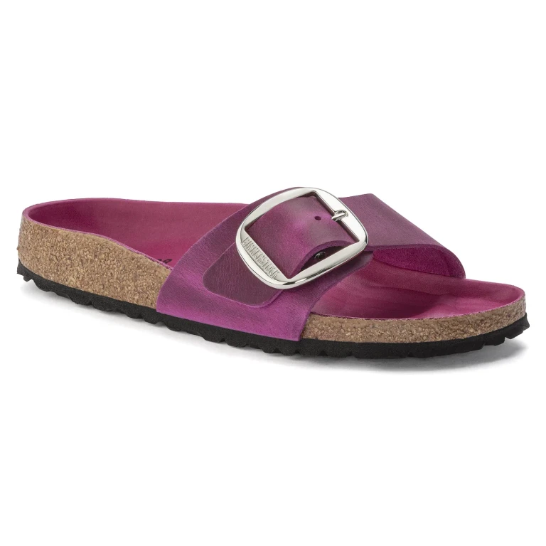 Madrid Big Buckle Natural Oiled Leather Festival Fuchsia