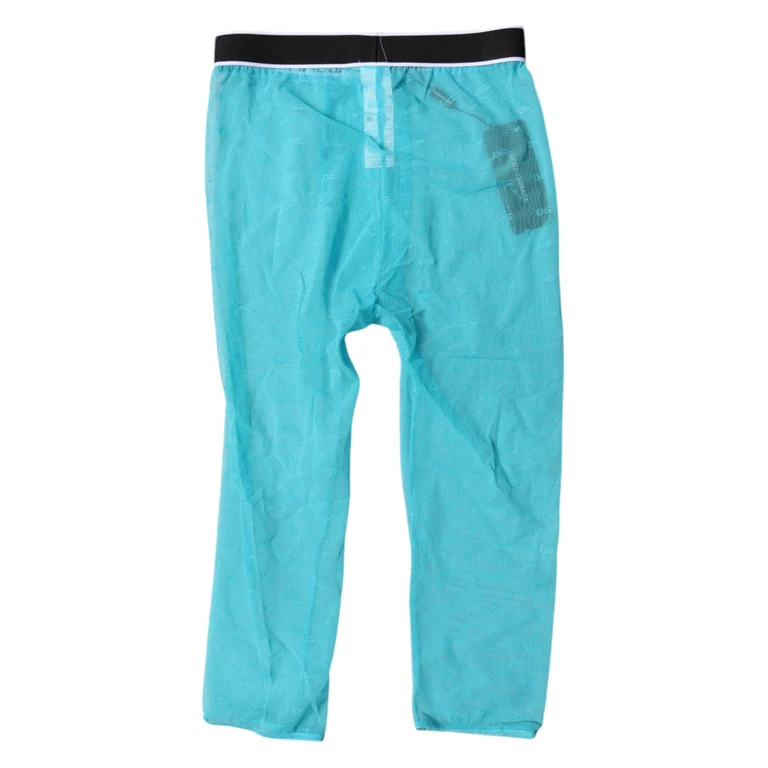 Dolce & Gabbana Light Blue Dg Logo Nylon Cropped Tights Underwear Elastane Clothing - Women